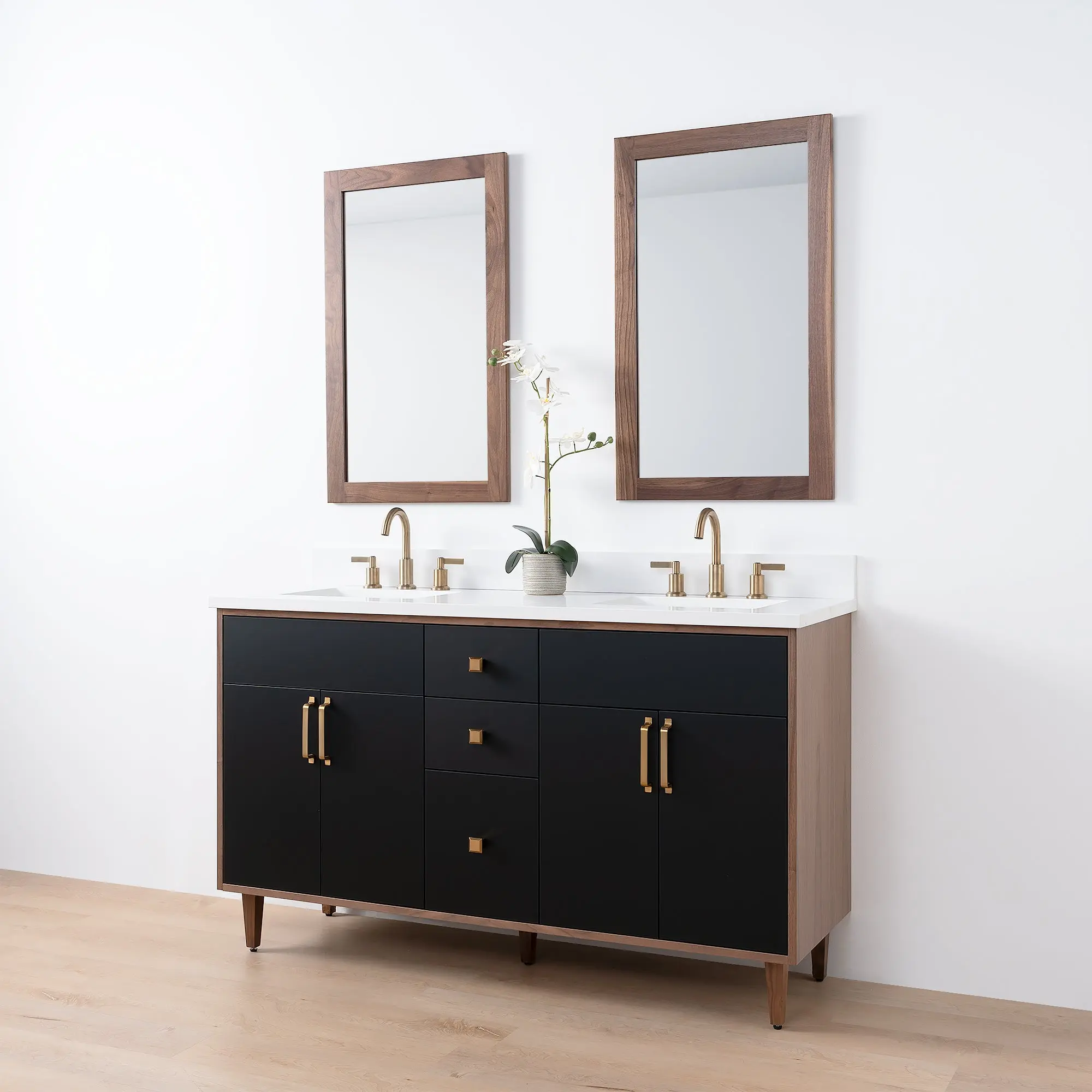 Sidney SLIM 60" Matte Black Bathroom Vanity, Double Sink - Image 6