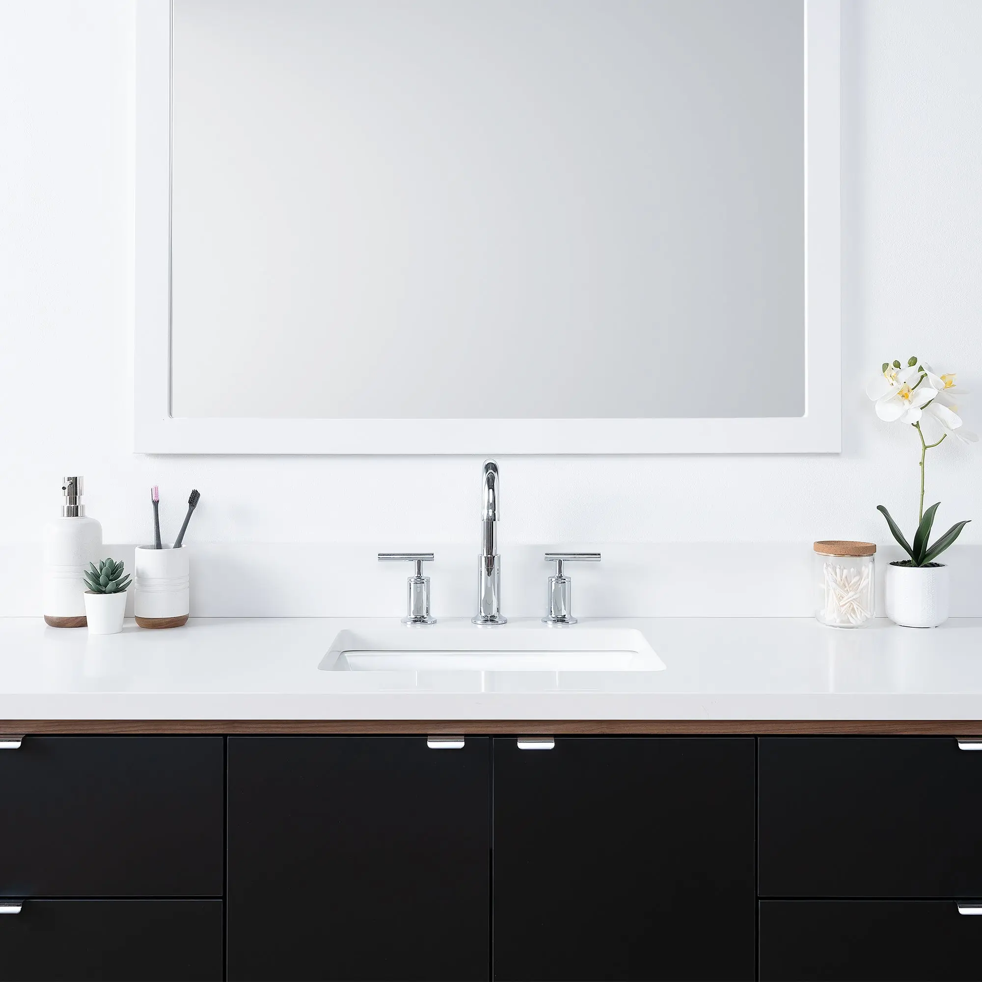 Sidney SLIM 60" Wall Mount Matte Black Bathroom Vanity - Image 12
