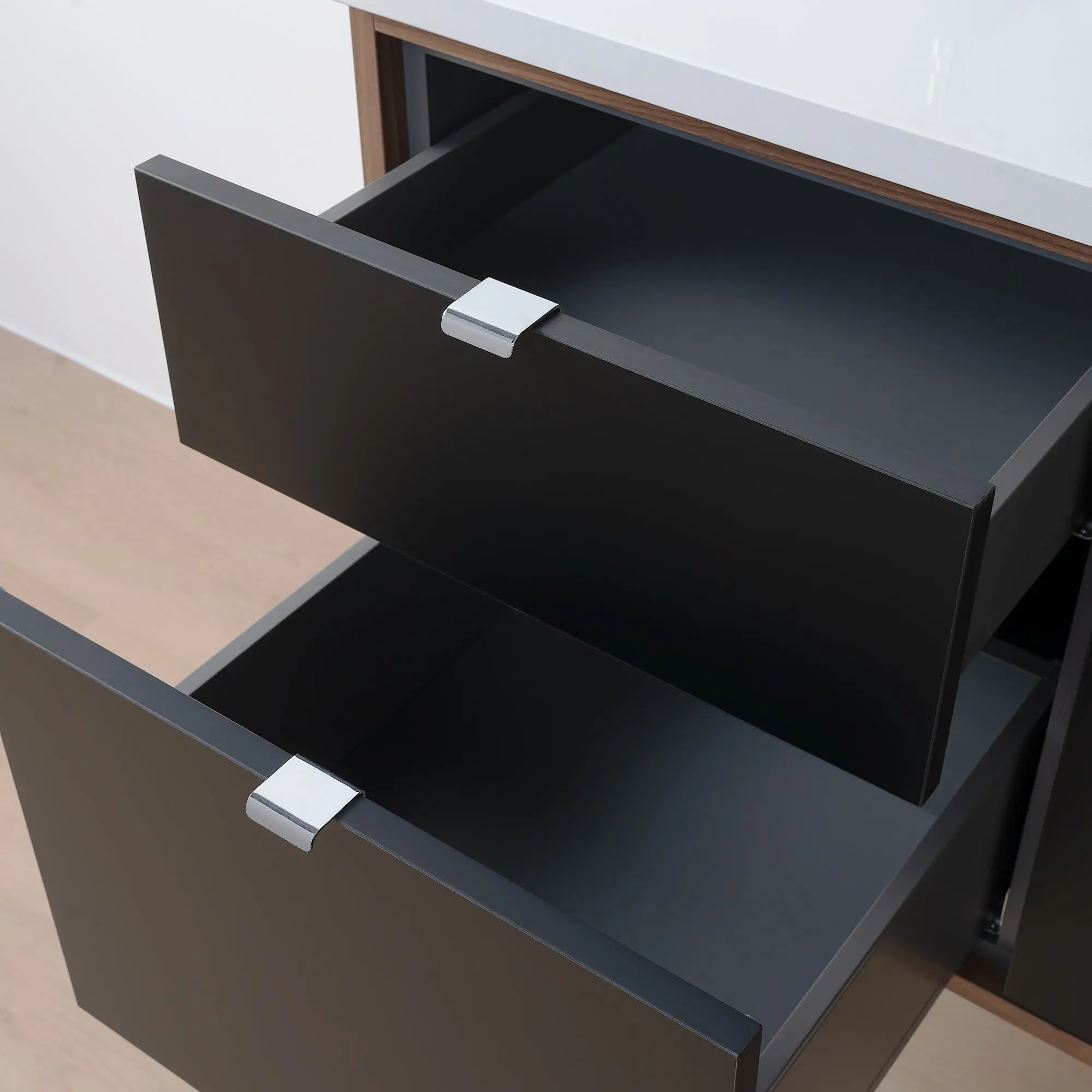 Sidney SLIM 60" Wall Mount Matte Black Bathroom Vanity - Image 16