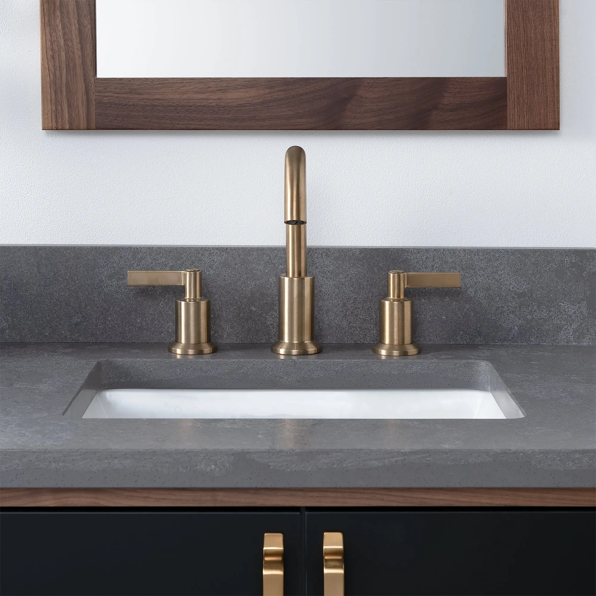 Sidney SLIM 60" Wall Mount Matte Black Bathroom Vanity, Double Sink - Image 12