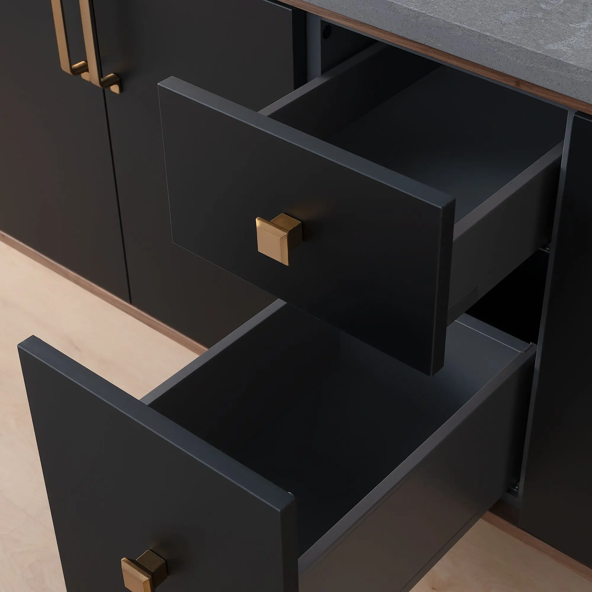 Sidney SLIM 60" Wall Mount Matte Black Bathroom Vanity, Double Sink - Image 16