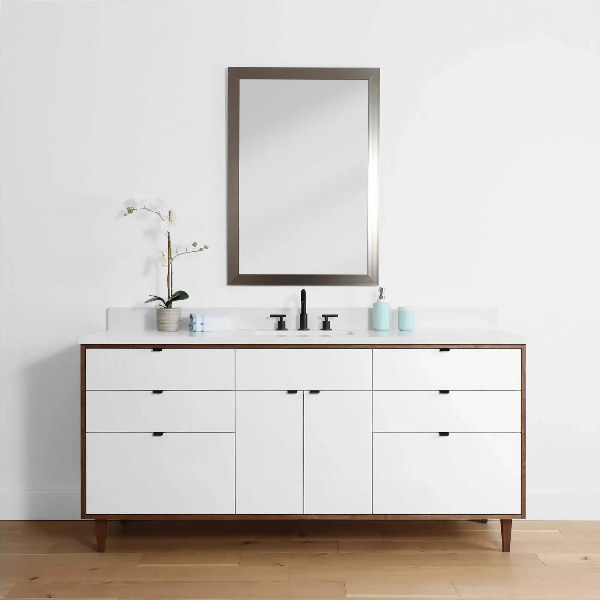 Sidney 72" Gloss White Bathroom Vanity - Image 2