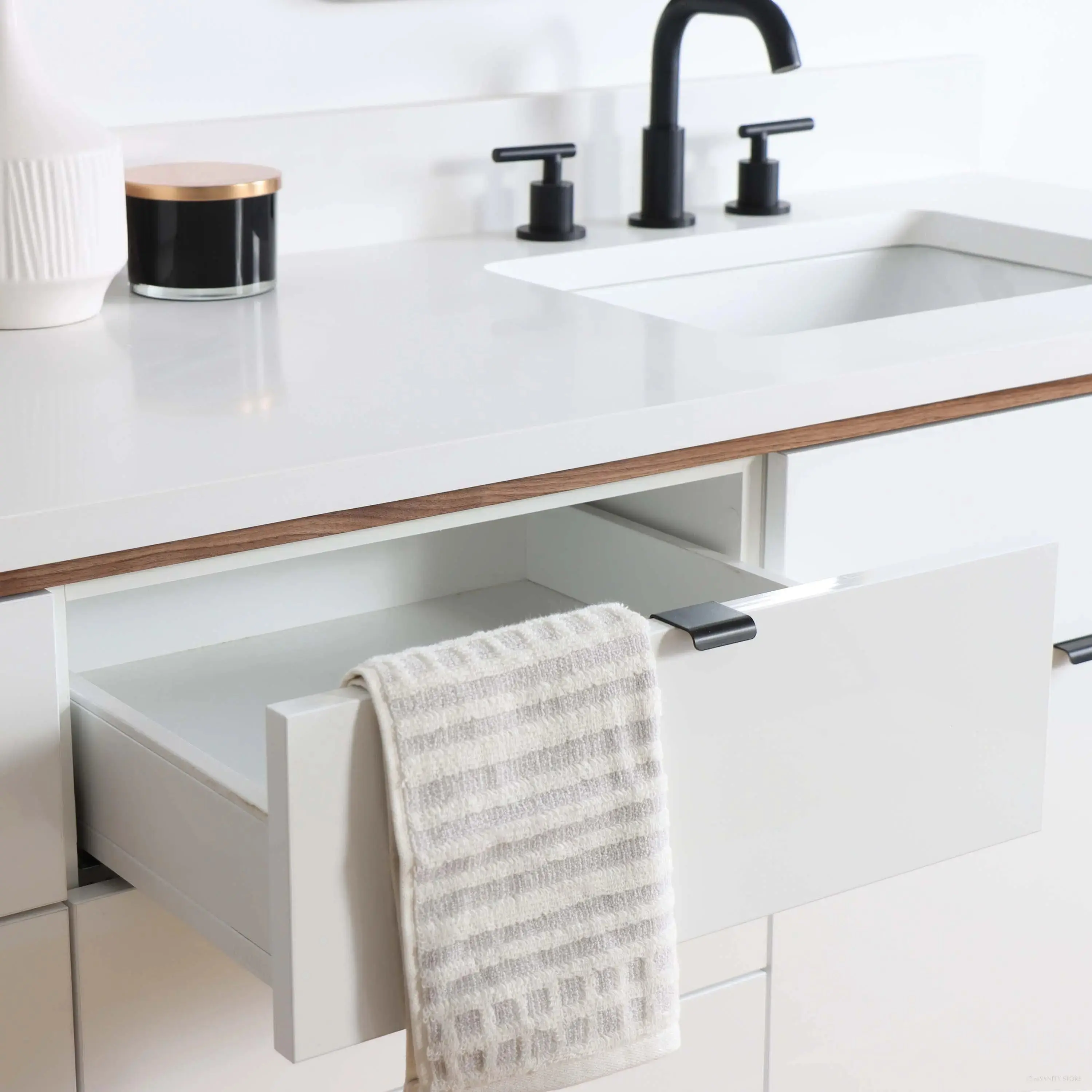 Sidney SLIM 72" Gloss White Bathroom Vanity, Double Sink - Image 6
