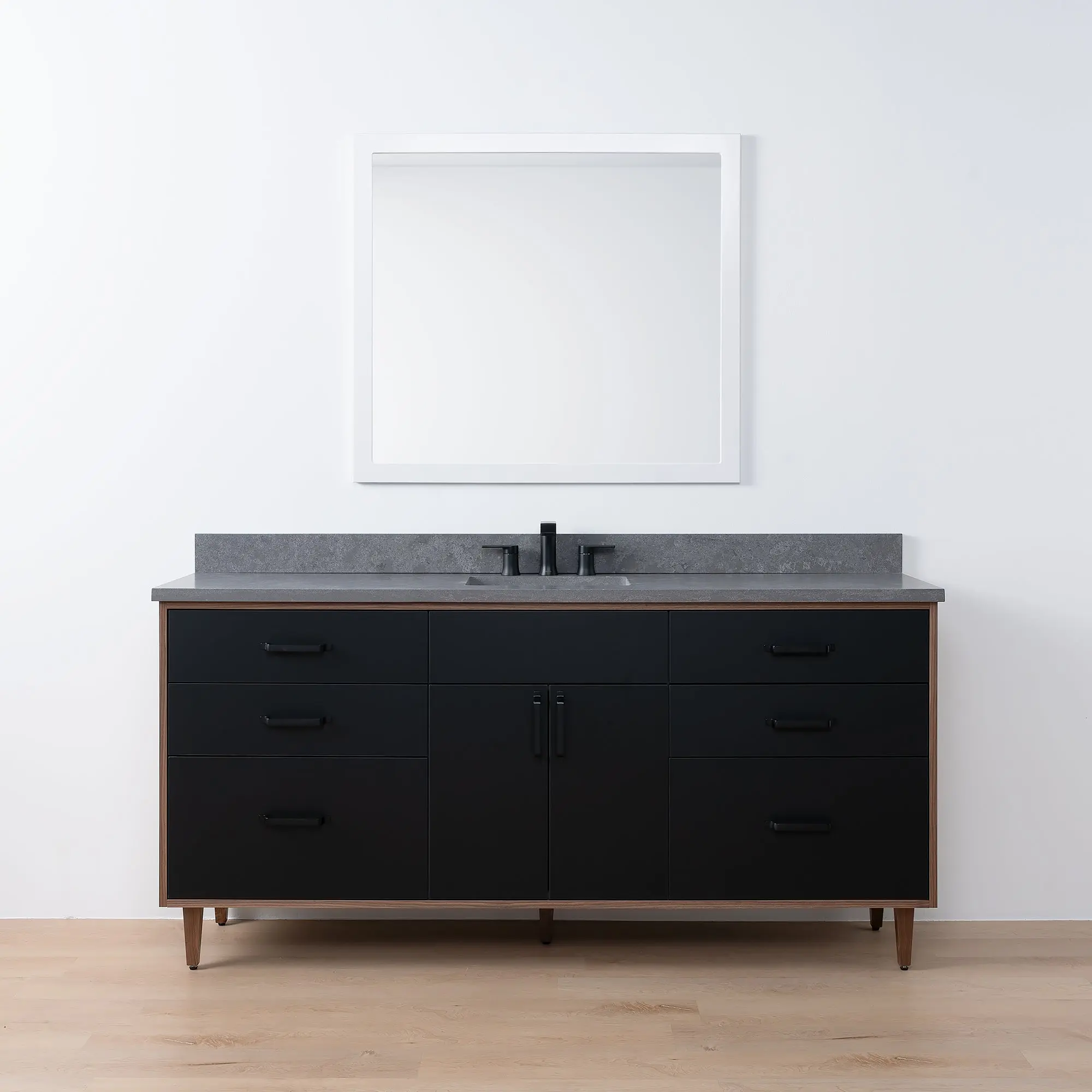 Sidney SLIM 72" Matte Black Bathroom Vanity - Image 16