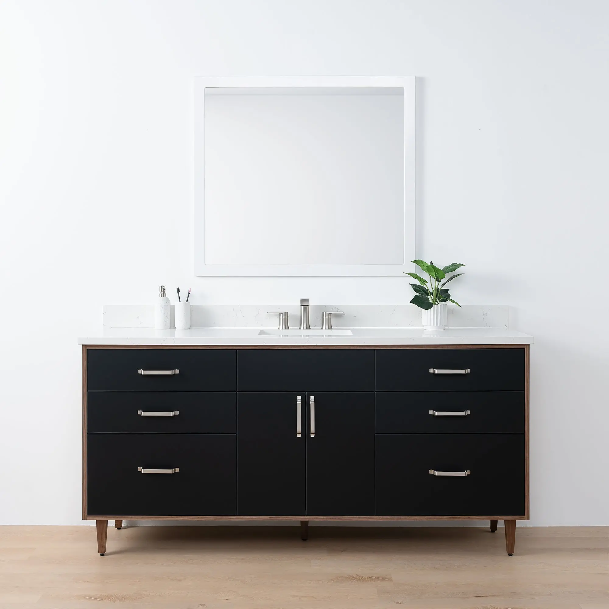 Sidney SLIM 72" Matte Black Bathroom Vanity - Image 2