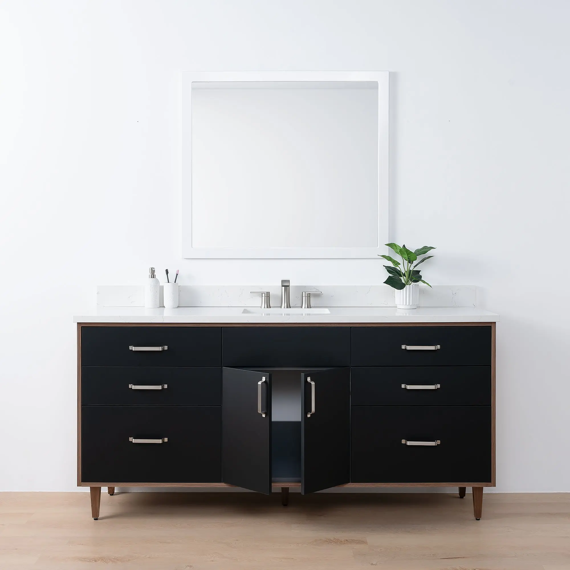 Sidney SLIM 72" Matte Black Bathroom Vanity - Image 3