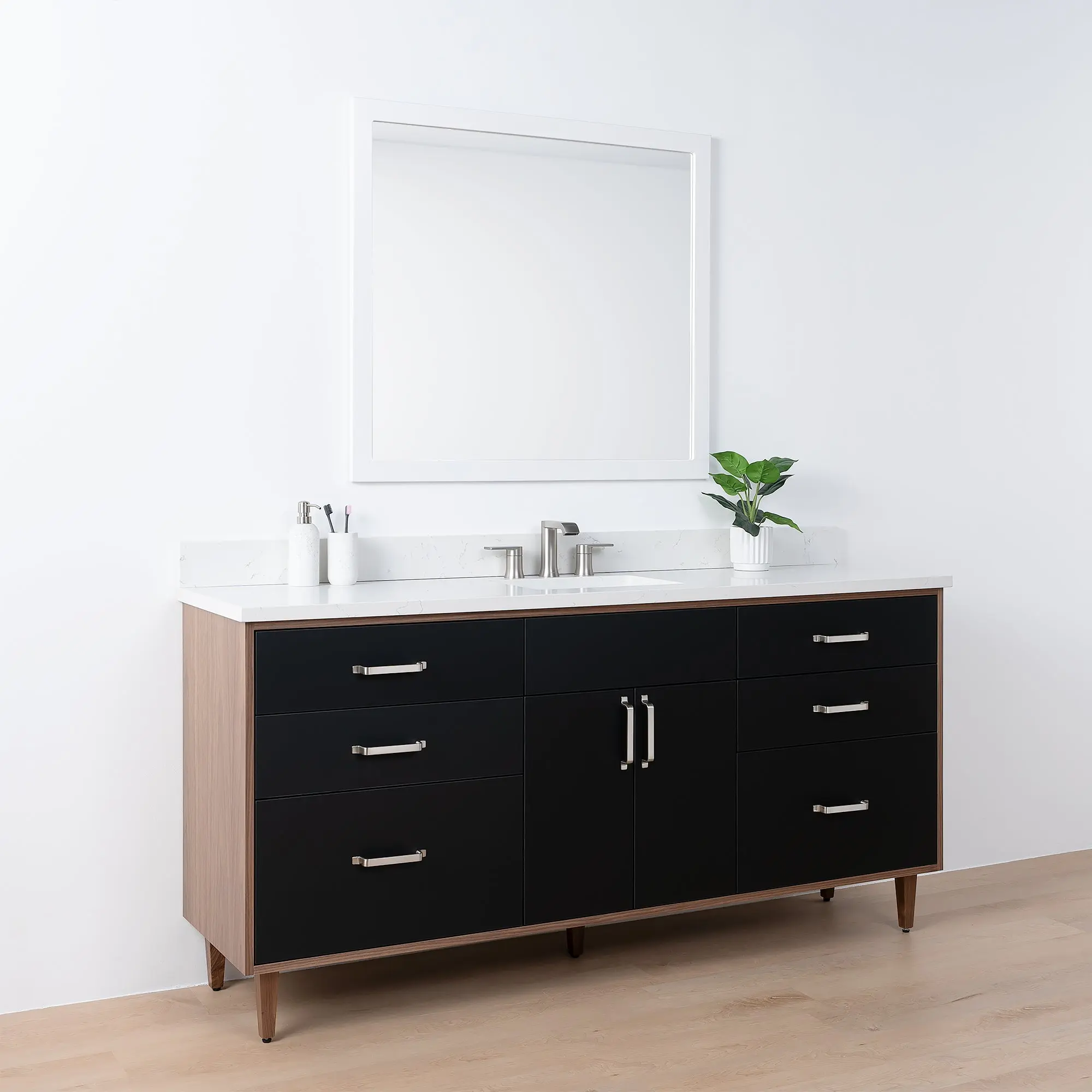 Sidney SLIM 72" Matte Black Bathroom Vanity - Image 4