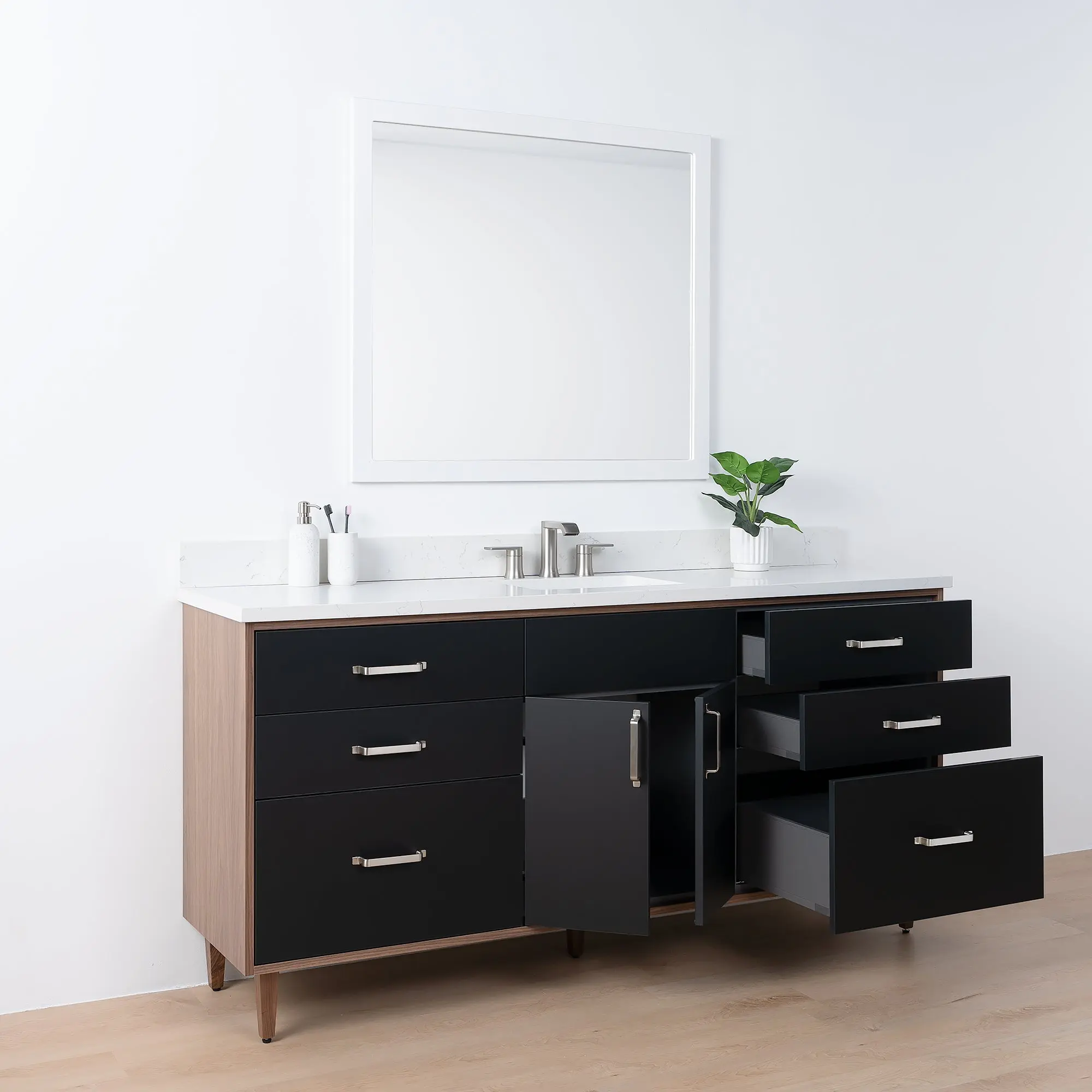 Sidney SLIM 72" Matte Black Bathroom Vanity - Image 5