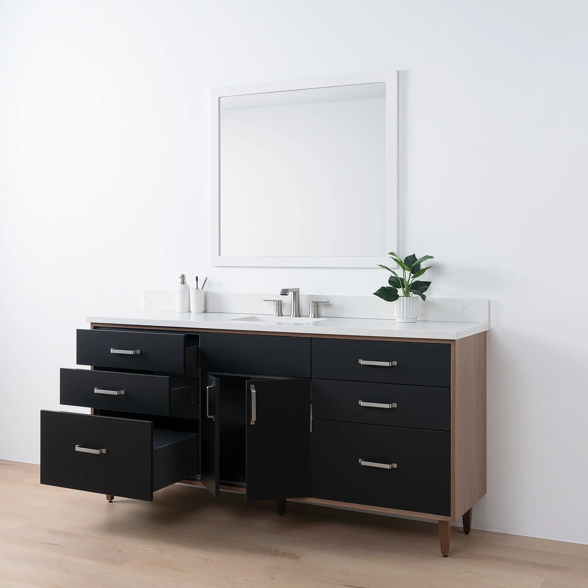 Sidney SLIM 72" Matte Black Bathroom Vanity - Image 7