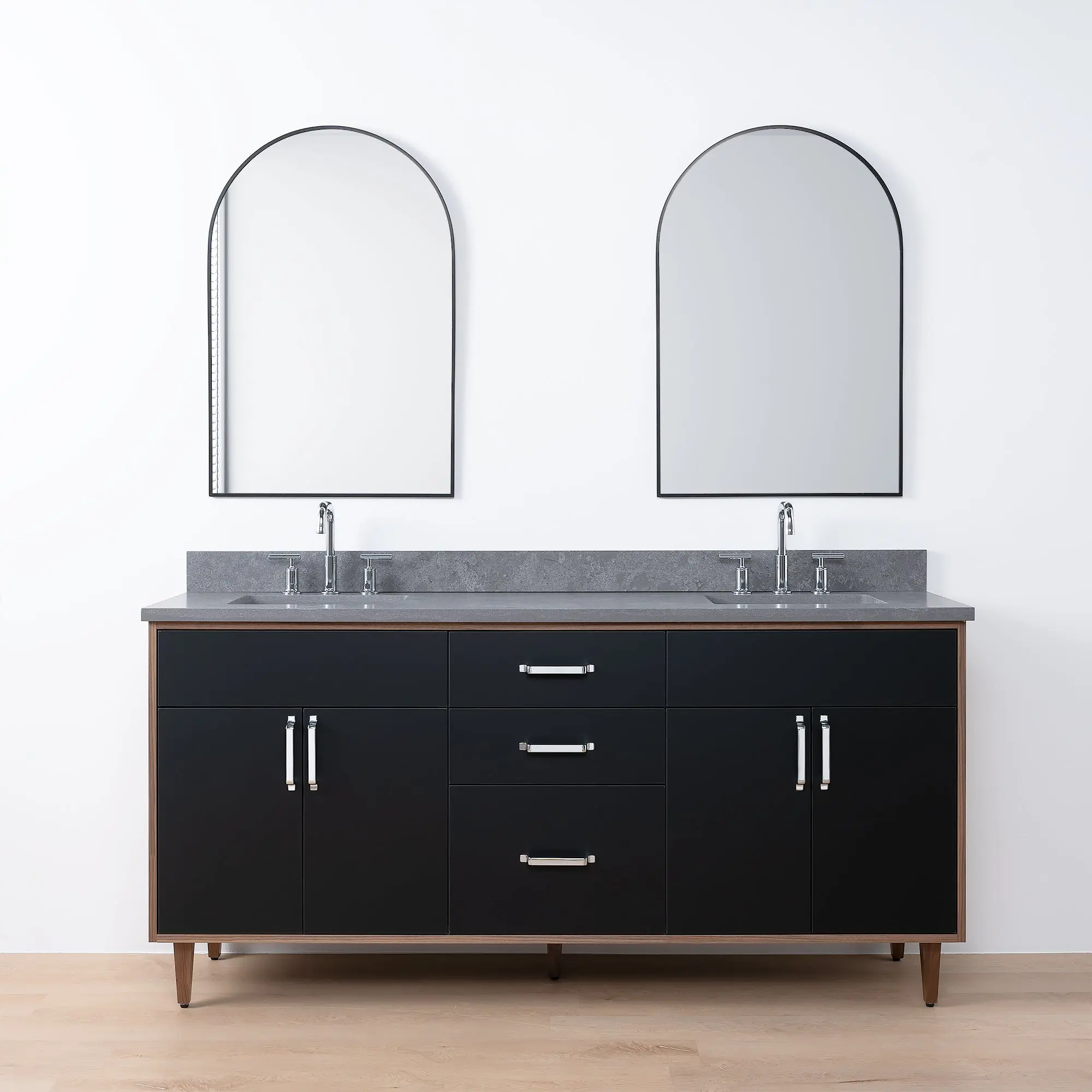 Sidney SLIM 72" Matte Black Bathroom Vanity, Double Sink - Image 13