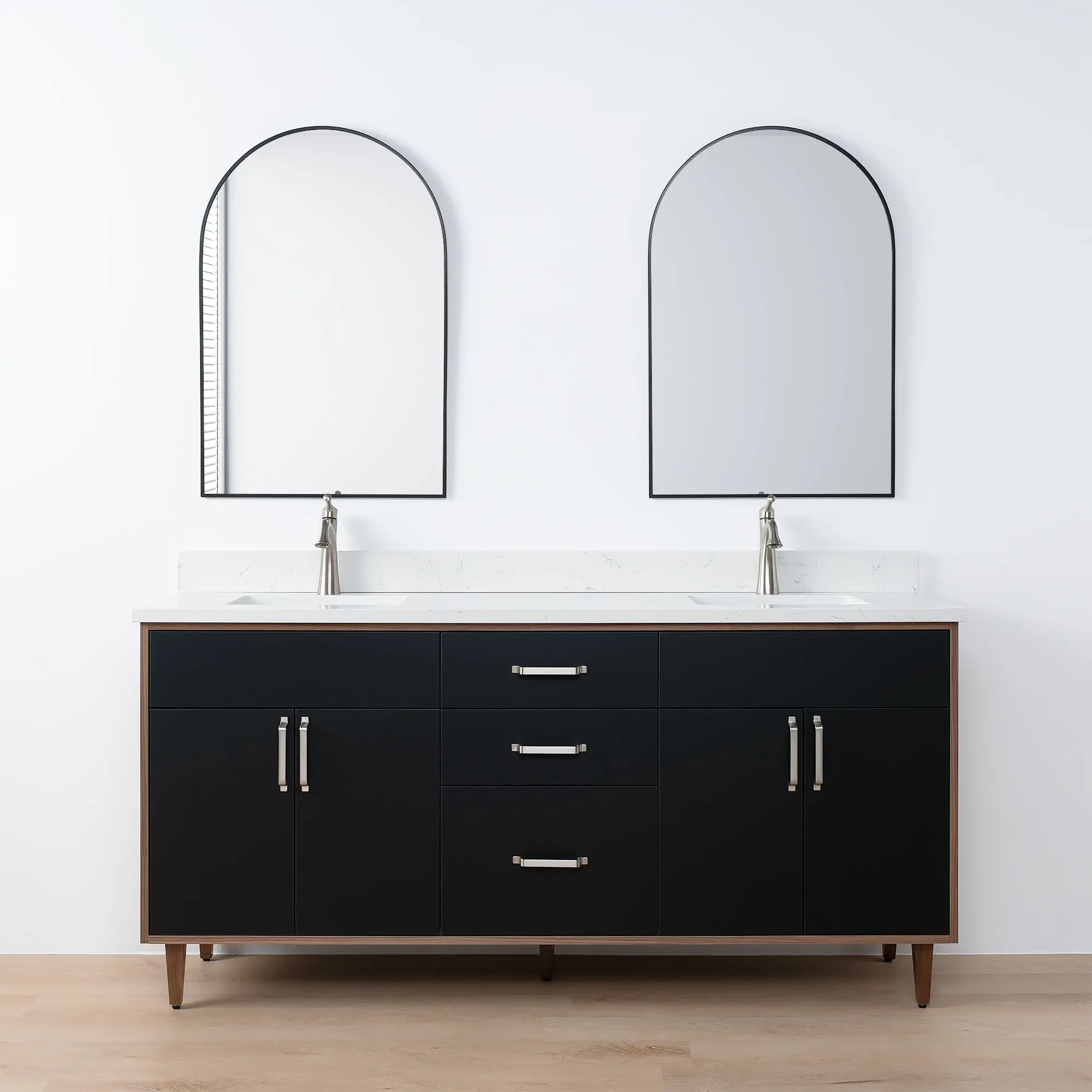 Sidney SLIM 72" Matte Black Bathroom Vanity, Double Sink - Image 14