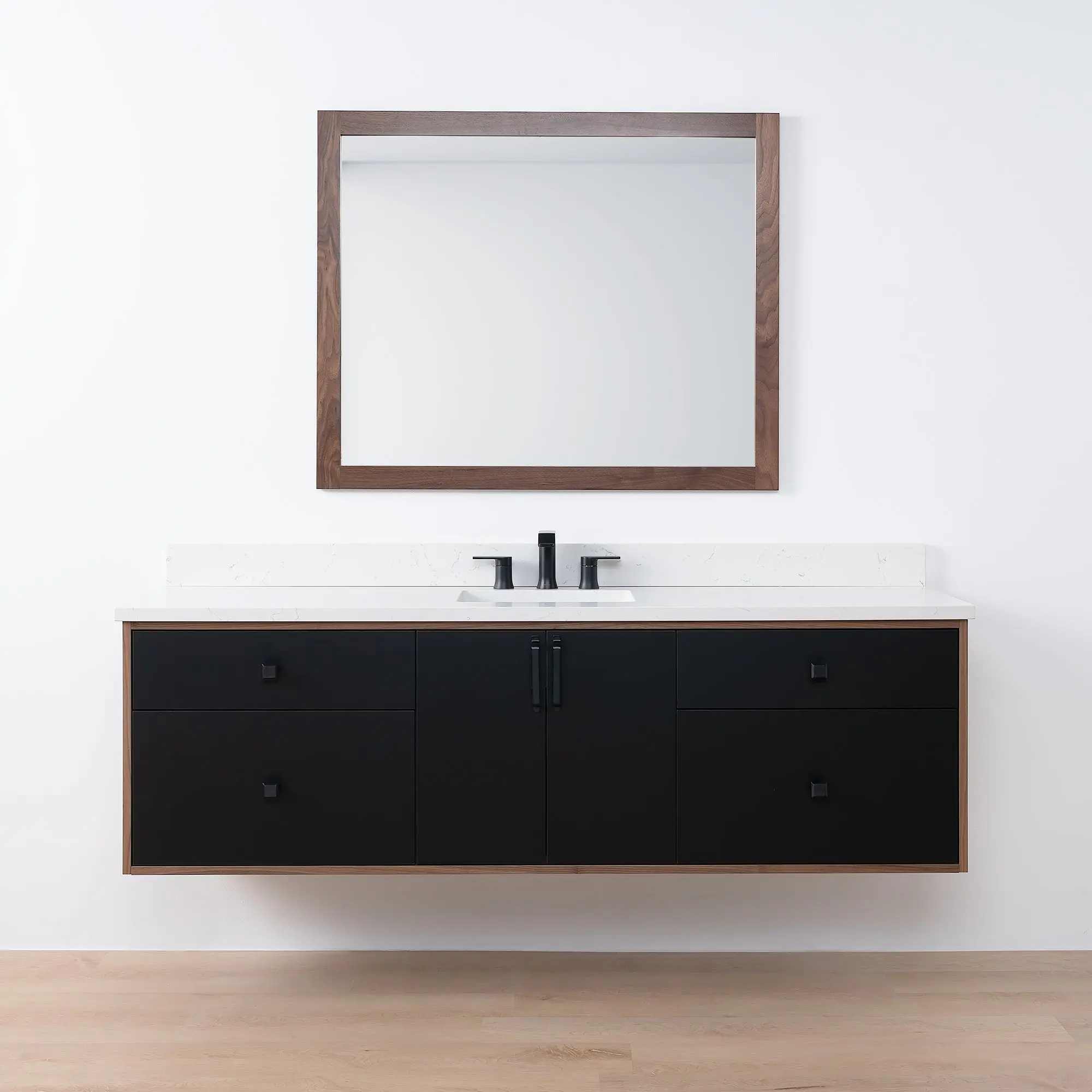 Sidney SLIM 72" Wall Mount Matte Black Bathroom Vanity - Image 20