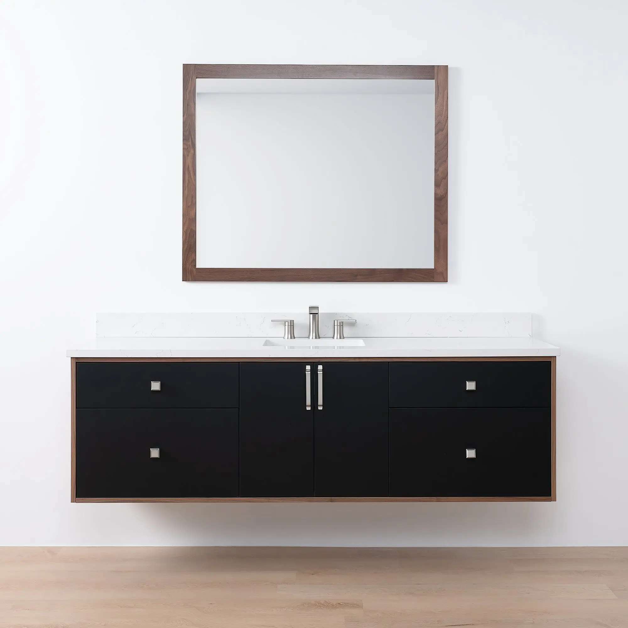 Sidney SLIM 72" Wall Mount Matte Black Bathroom Vanity - Image 21