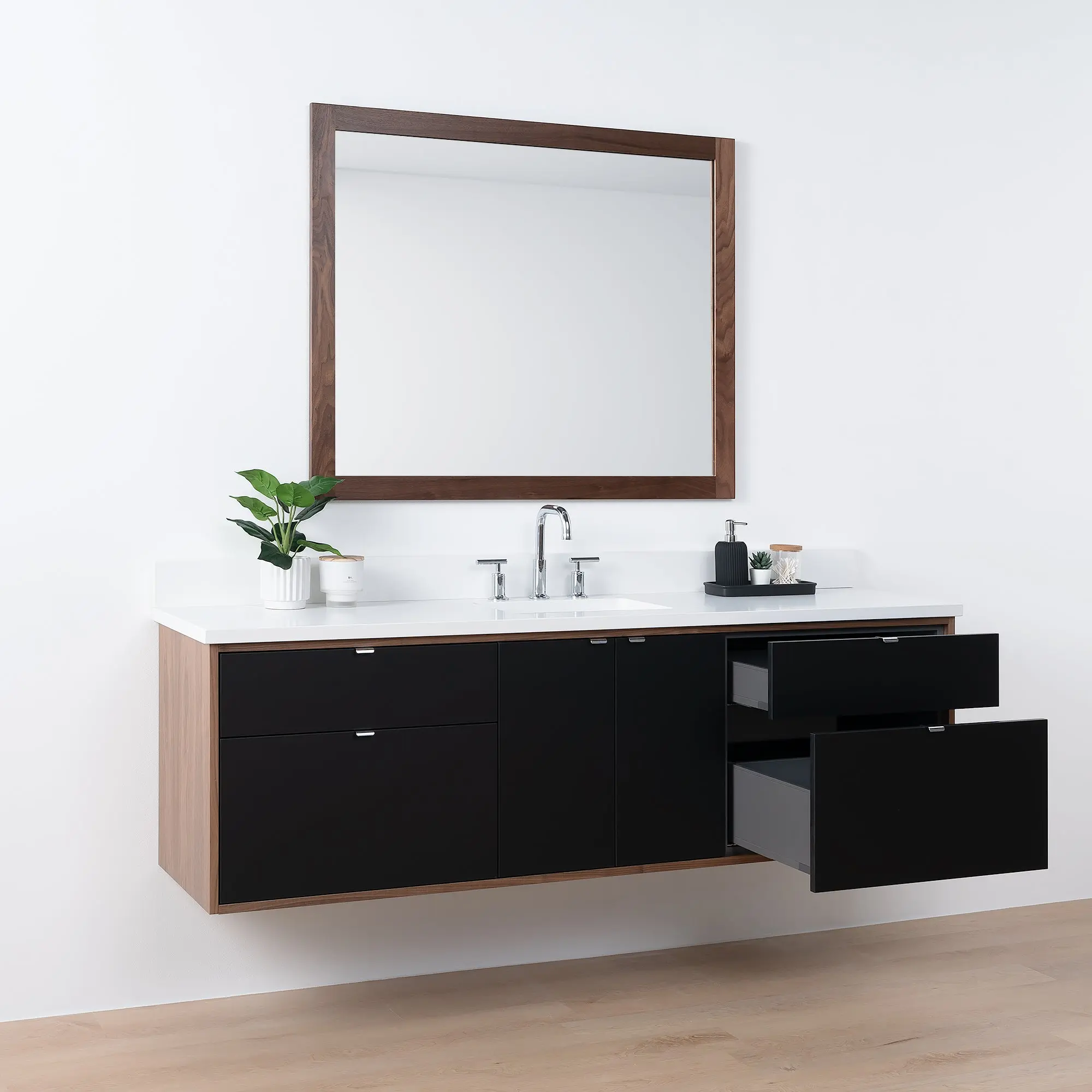 Sidney SLIM 72" Wall Mount Matte Black Bathroom Vanity - Image 6